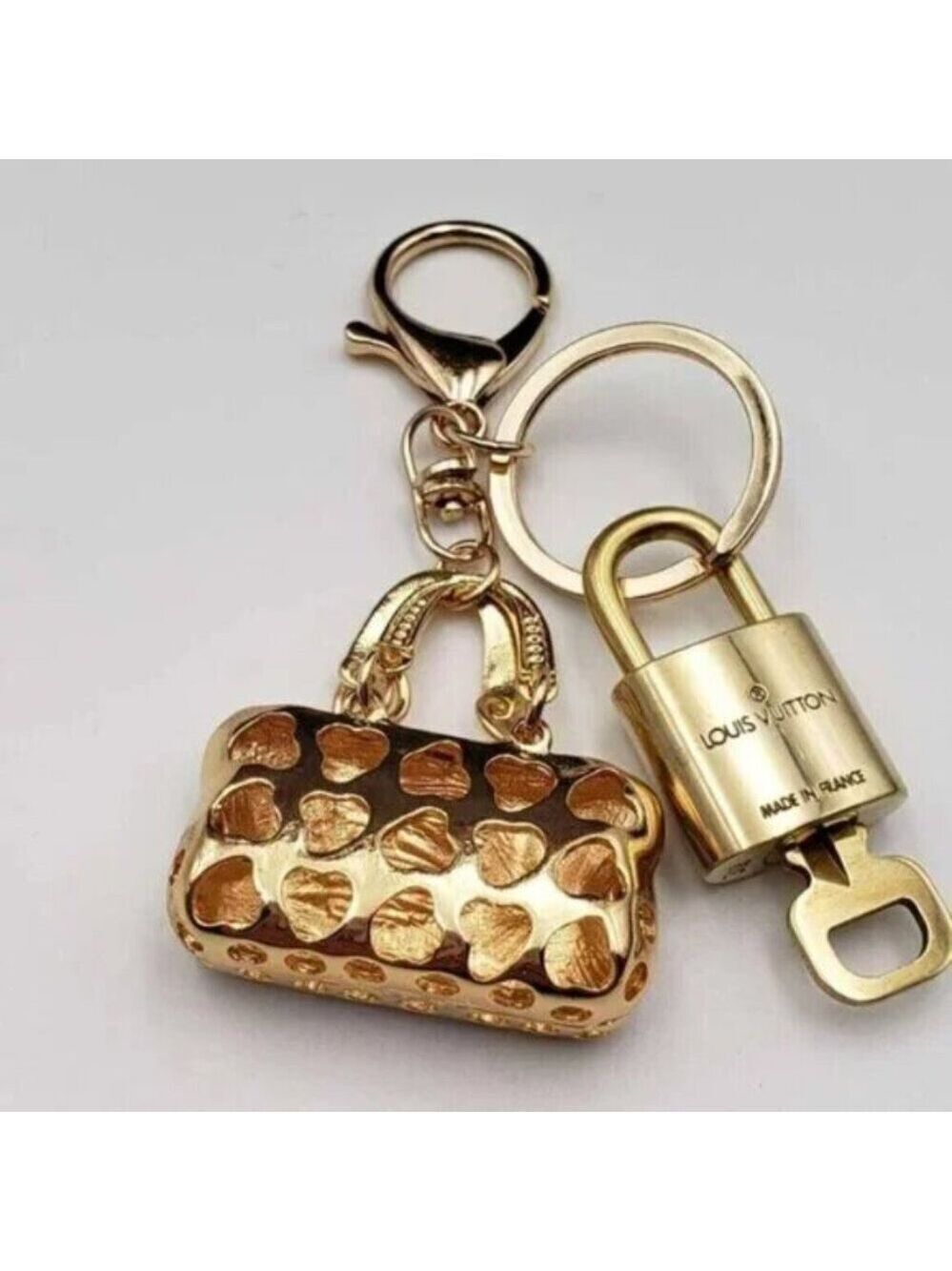 Louis Vuitton Gold Lock & Key 🔑 Authentic LV Unbranded Bag Keychain Charm - Picture 4 of 10